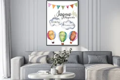 Plakat: Kolorowa metryczka z balonami