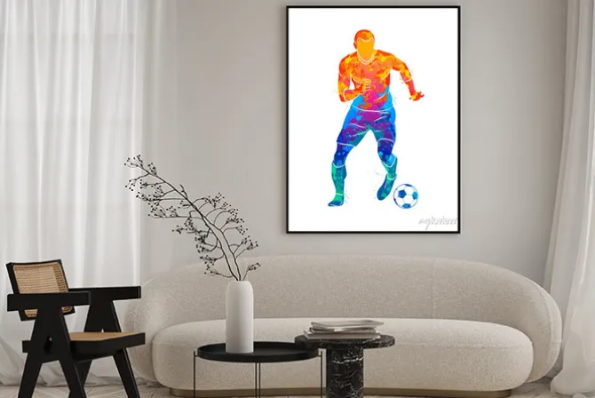 Plakat: Kolorowa sylwetka piłkarza