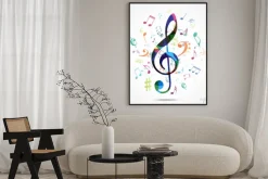 Plakat: Kolorowe abstrakcyjne tło muzyczne notatki