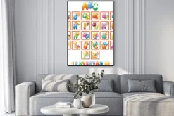 Plakat: Kolorowe alfabet dla dzieci z obrazkami