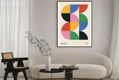 Plakat: Kolorowe formy geoemntryczna kompozycja w stylu bauhaus