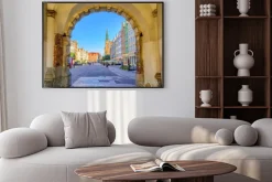 Plakat: Kolorowe gotyckie fasady int stare miasto w gdańsku