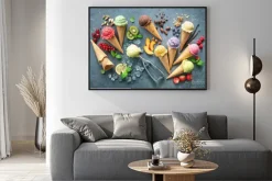 Plakat: Kolorowe lody i soczyste owoce