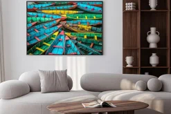 Plakat: Kolorowe łodzie