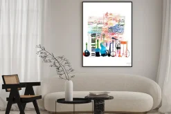 Plakat: Kolorowe projektowania instrumentów muzycznych