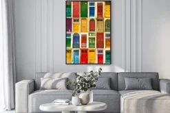 Plakat: Kolorowe przednie drzwi do domów