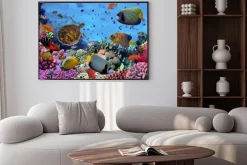 Plakat: Kolorowe rafy koralowej z wieloma rybami