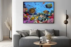 Plakat: Kolorowe rafy koralowej z wieloma rybami