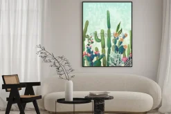 Plakat: Kolorowe sukulenty w stylu akwarelowym