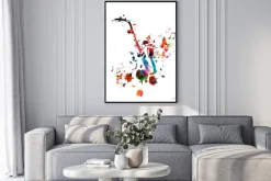 Plakat: Kolorowe tło muzyczne z saksofonem