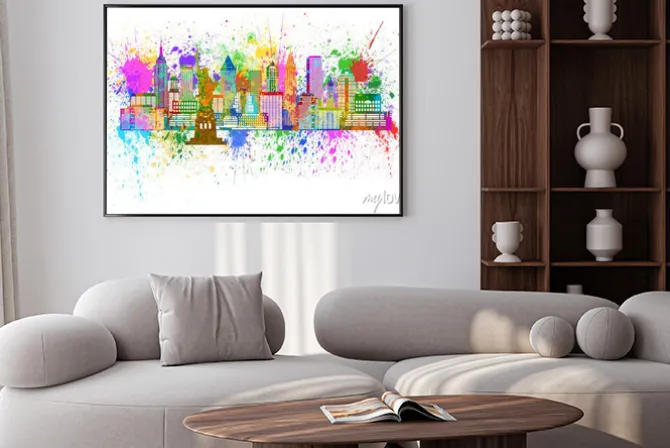 Plakat: Kolorowe wieżowce nowego jorku