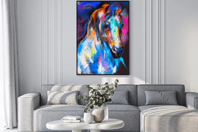 Plakat: Kolorowy koń w stylu pasteli na tekturze