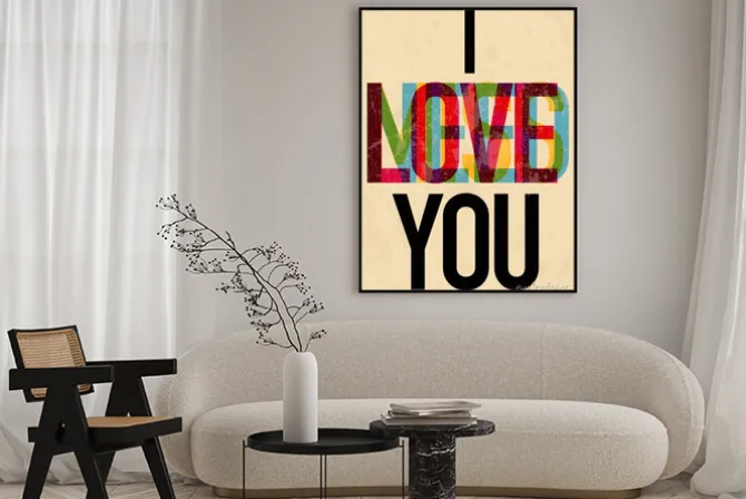 Plakat: Kolorowy napis o miłości