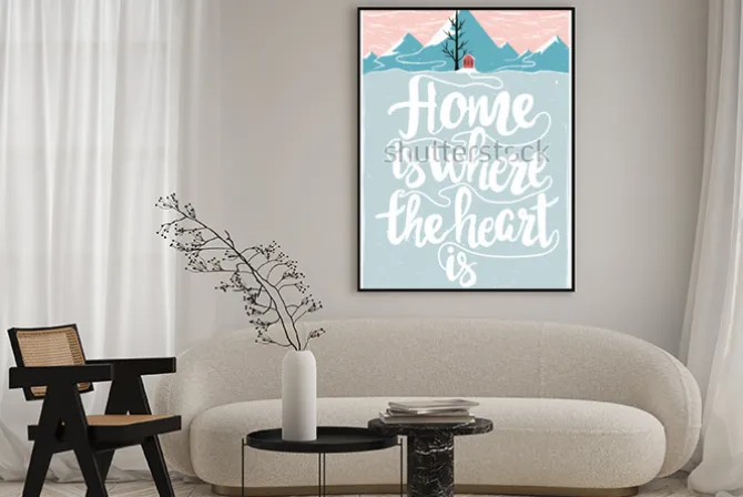 Plakat: Kolorowy wektor inspirujące i motywujące plakat z cytatem. dom