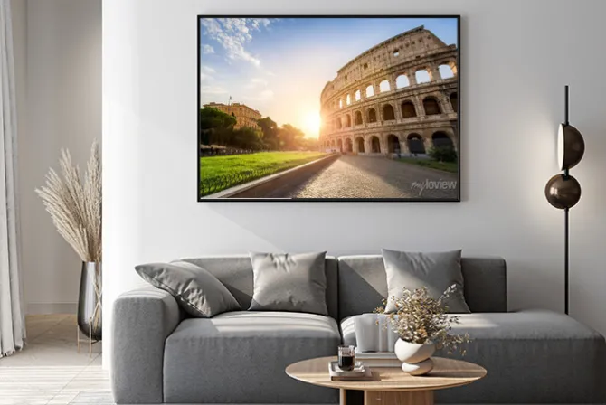 Plakat: Koloseum w rzymie, włochy na zachodzie słońca