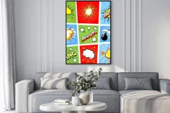 Plakat: Komiks dymki i komiks tle ilustracji