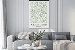 Plakat: Kompozycja botaniczna zielone liście w stylu williama morrisa