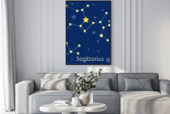 Plakat: Konstelacji strzelca ogień zodiaku z gwiazd w kosmosie. vector