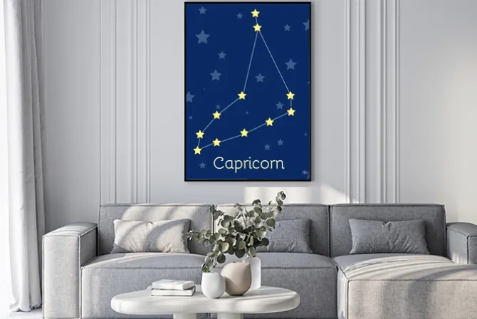 Plakat: Konstelacji zodiaku koziorożec ziemi z gwiazd w kosmosie. vector