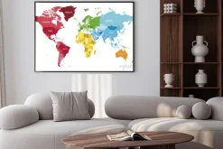 Plakat: Kontynenty w różnych kolorach