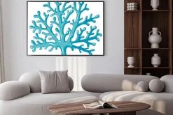 Plakat: Korale niebieskie na białym tle