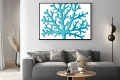 Plakat: Korale niebieskie na białym tle