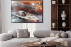 Plakat: Kosmiczny pejzaż z planetami