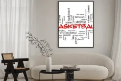 Plakat: Koszykówka concept word cloud w czerwonych czapkach z wielkich