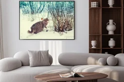 Plakat: Kot syberyjski walking w snowy lasu