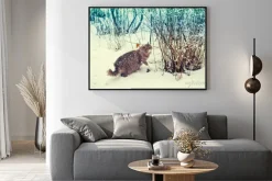 Plakat: Kot syberyjski walking w snowy lasu