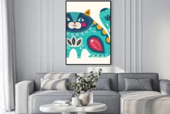 Plakat: Kot w folkowym stylu