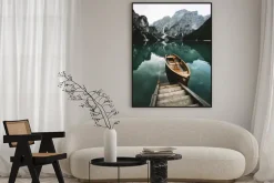 Plakat: Krajobraz górskie jezioro i łódka