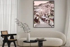 Plakat: Krajobraz kioto japońskie miasto o zachodzie słońca