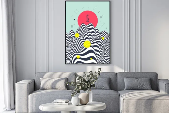 Plakat: Krajobraz w tle. teren. azjatycka wektorowa ilustracja.