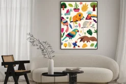 Plakat: Kreskówki wektorowa ilustracja z śmiesznymi ślicznymi brazylijskimi