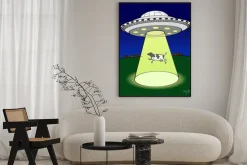 Plakat: Krowa porwana przez ufo