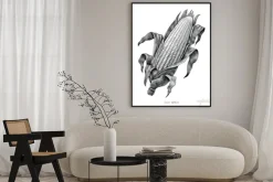 Plakat: Kukurydzana ręka rysuje rocznika rytownictwa ilustrację