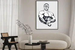 Plakat: Kulturysta eksponujący mięśnie