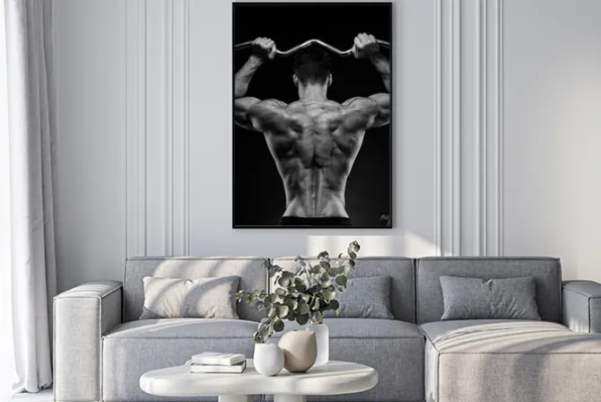 Plakat: Kulturysta pokazuje swoje plecy