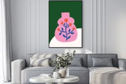 Plakat: Kwiaty i różowy wazon ilustracja