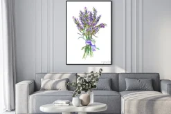 Plakat: Kwiaty lawendy grona. akwarela