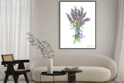 Plakat: Kwiaty lawendy grona. akwarela