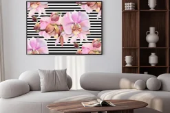 Plakat: Kwiaty w akwarela. różowe orchidee