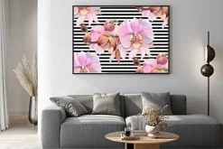 Plakat: Kwiaty w akwarela. różowe orchidee