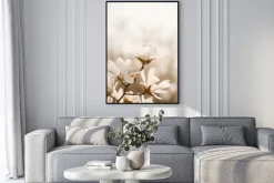 Plakat: Kwitnąca magnolia kwiaty na gałęzi drzewa