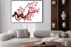 Plakat: Kwitnienia oddział sakura. pojedynczo na białym tle