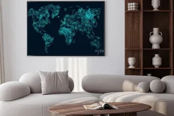 Plakat: Laserowa mapa świata w 3d