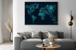 Plakat: Laserowa mapa świata w 3d