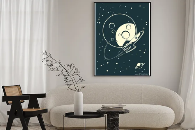 Plakat: Latają na księżyc