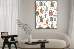 Plakat: Leśna orkiestra w stylu rysunkowym